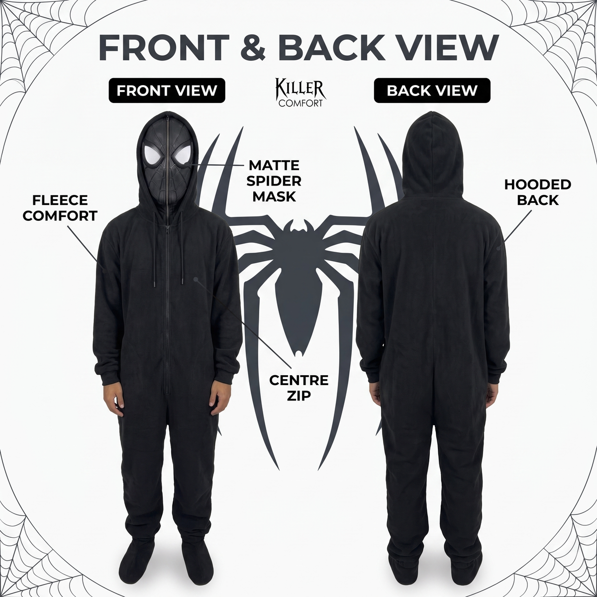 Venom spider onesie - black - front and back