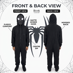 Venom spider onesie - black - front and back